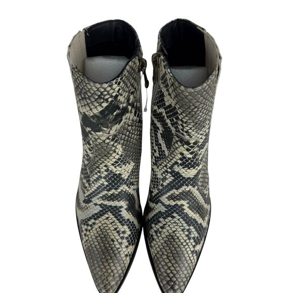 BLONDO QUE SNAKE PRINT LEATHER WATERPROOF BOOTIES IN BLACK NWOB SIZE 6.5M - Picture 2 of 12
